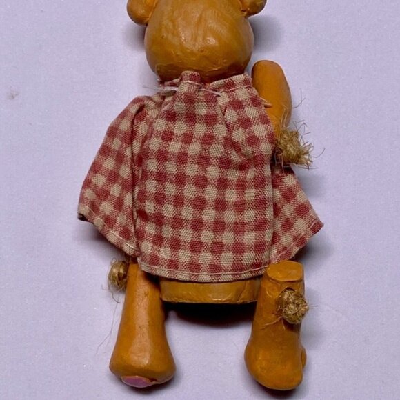Russ Berrie & Co. 13900 Collectible Jointed Mini’s Wooden Bear Shelf Sitter VTG - Picture 8 of 10